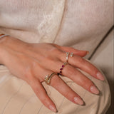 Gold Diamond Snake Wrap Ribbed Ring