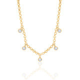 Gold Lab Diamond Drop Round Link Necklace