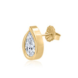 Gold Lab Diamond Fancy Bezel Pear Earrings