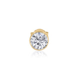 Gold Lab Diamond Round Bezel Stud Earring