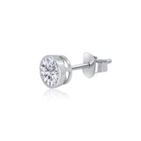 Gold Lab Diamond Round Bezel Stud Earring