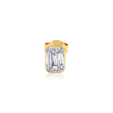 Gold Lab Diamond Emerald Cut Bezel Stud Earring