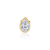 Gold Lab Diamond Pear Bezel Stud Earring