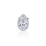 Gold Lab Diamond Pear Bezel Stud Earring