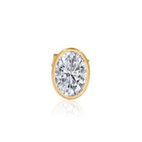 Gold Lab Diamond Oval Bezel Stud Earring