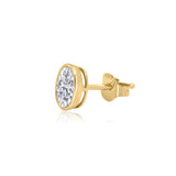 Gold Lab Diamond Oval Bezel Stud Earring