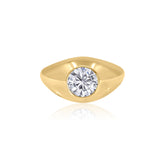 Gold Lab Diamond Round Dome Pinky Ring