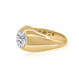 Gold Lab Diamond Round Dome Pinky Ring
