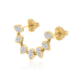 Gold Lab Diamond Bezel Pear Connecting Earring