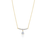 Gold Lab Diamond Curve with Pear Drop Necklace