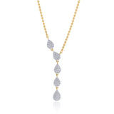 Gold Diamond Illusion Pear Drop Ball Necklace