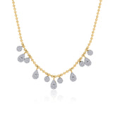 Gold Diamond Multi Illusion Pear and Round Drop Ball Necklace