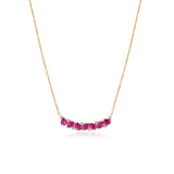Gold Diamond and Ruby Multi Pear Curved Bar Necklace