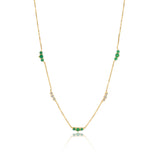 Gold Diamond and Emerald Multi Triple Necklace