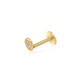 Gold Diamond Medium Bezel Flat Back Earring