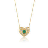Gold Diamond and Tourmaline Heart Necklace