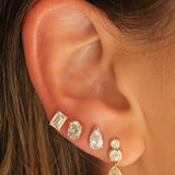 Gold Lab Diamond Pear Prong Stud Earring