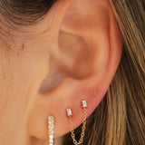 Gold Diamond Small Spike Hoop Earring