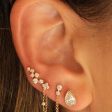Gold Lab Diamond Pear Bezel Stud Earring