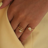 Gold Lab Diamond Bezel Pear Pinky Ring