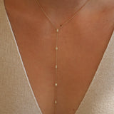 Gold Diamond Multi Shape Lariat Necklace