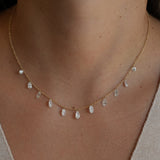 Gold Lab Diamond Floating Multi Shape Drop Necklace