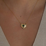 Gold Diamond and Tourmaline Heart Necklace