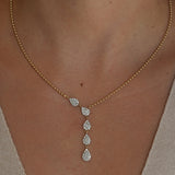 Gold Diamond Illusion Pear Drop Ball Necklace