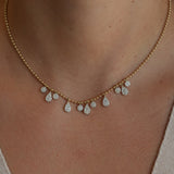 Gold Diamond Multi Illusion Pear and Round Drop Ball Necklace