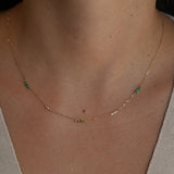 Gold Diamond and Emerald Multi Triple Necklace