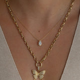 Gold Diamond Pave Butterfly Pendant