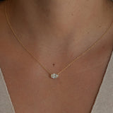 Gold Lab Diamond Oval East to West Necklace