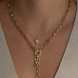Gold Oval Chain Drop Necklace
