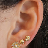 Gold Diamond Pave Flower Earrings