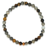 Tiger Eye & Agate Diamond Rondelle Beaded Bracelet