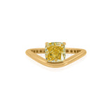 Gold Lab Yellow Diamond Cushion Wave Ring