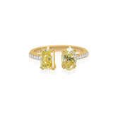 Gold Lab Yellow Diamond Multi Shape Open Ring