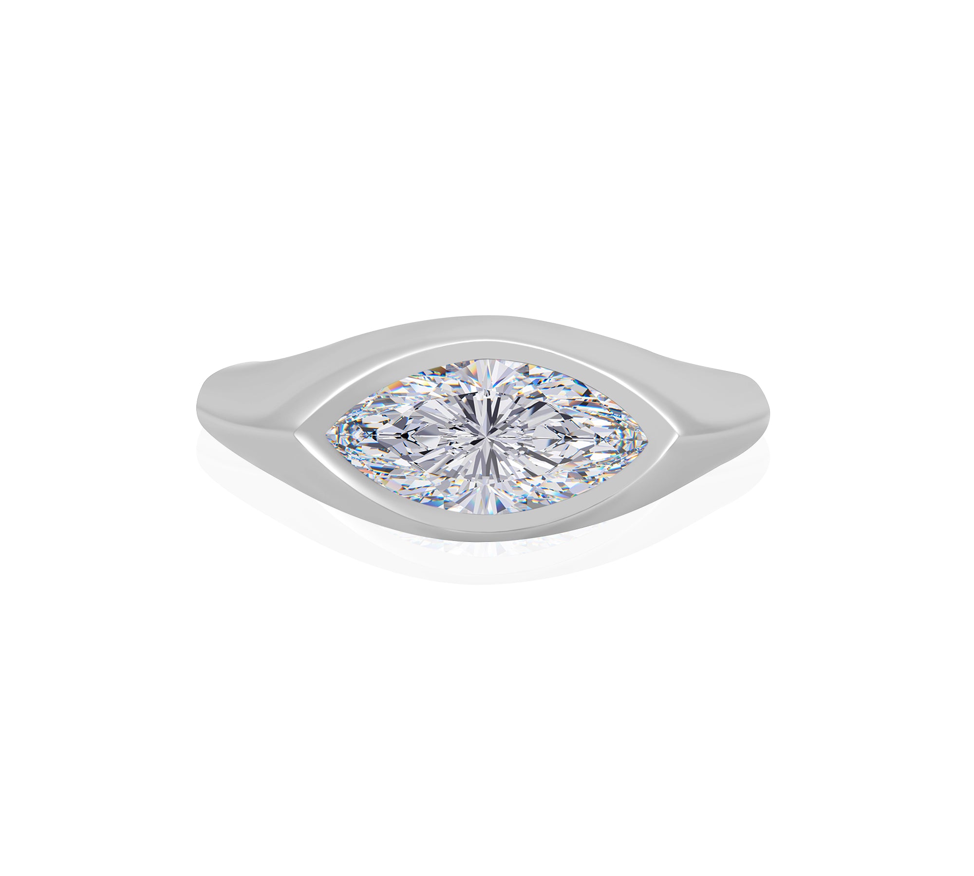 Gold Lab Diamond Marquise Bezel Ring