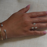 Gold Lab Diamond Triple Evil Eye Open Ring