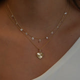 Gold Diamond Ribbed Heart Pendant