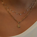 Gold Diamond Swirl Shell Pendant