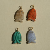 Gold Diamond Chalcedony Fish Pendant