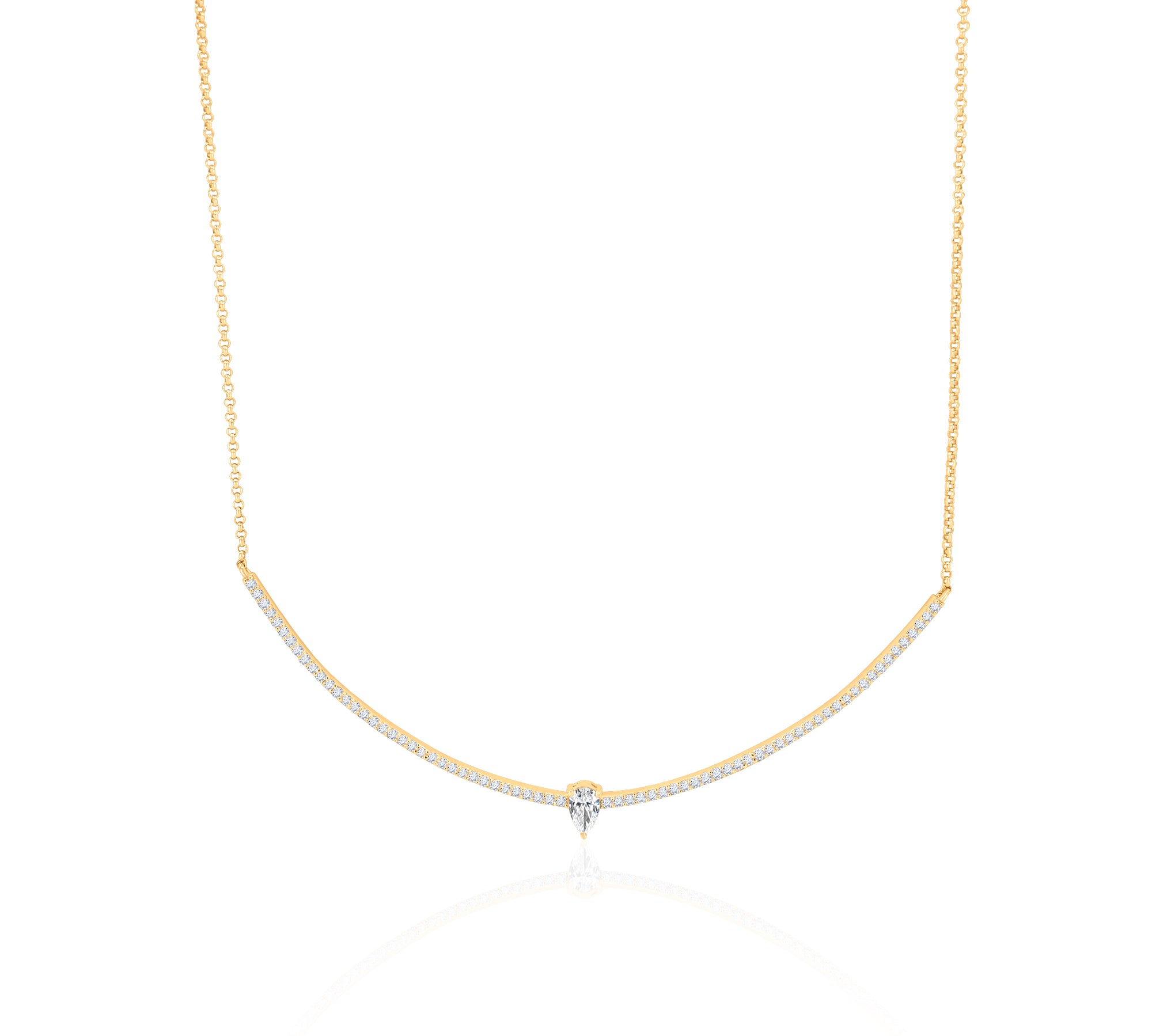 Gold Diamond Pear Curve Necklace