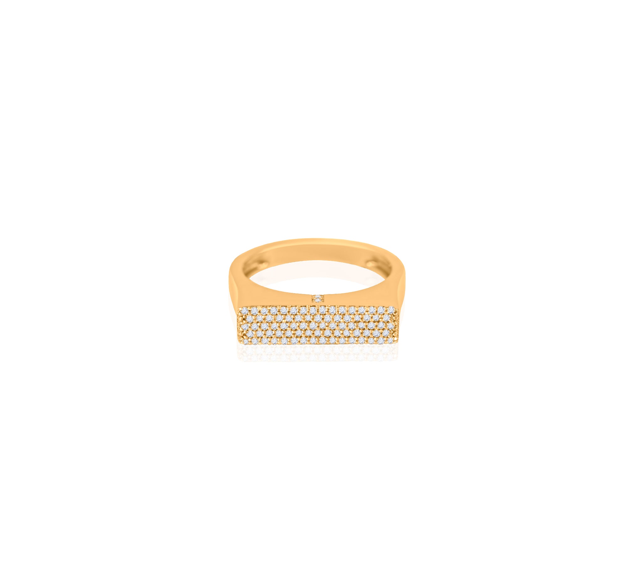 Gold Pave Diamond Bar Pinky Ring