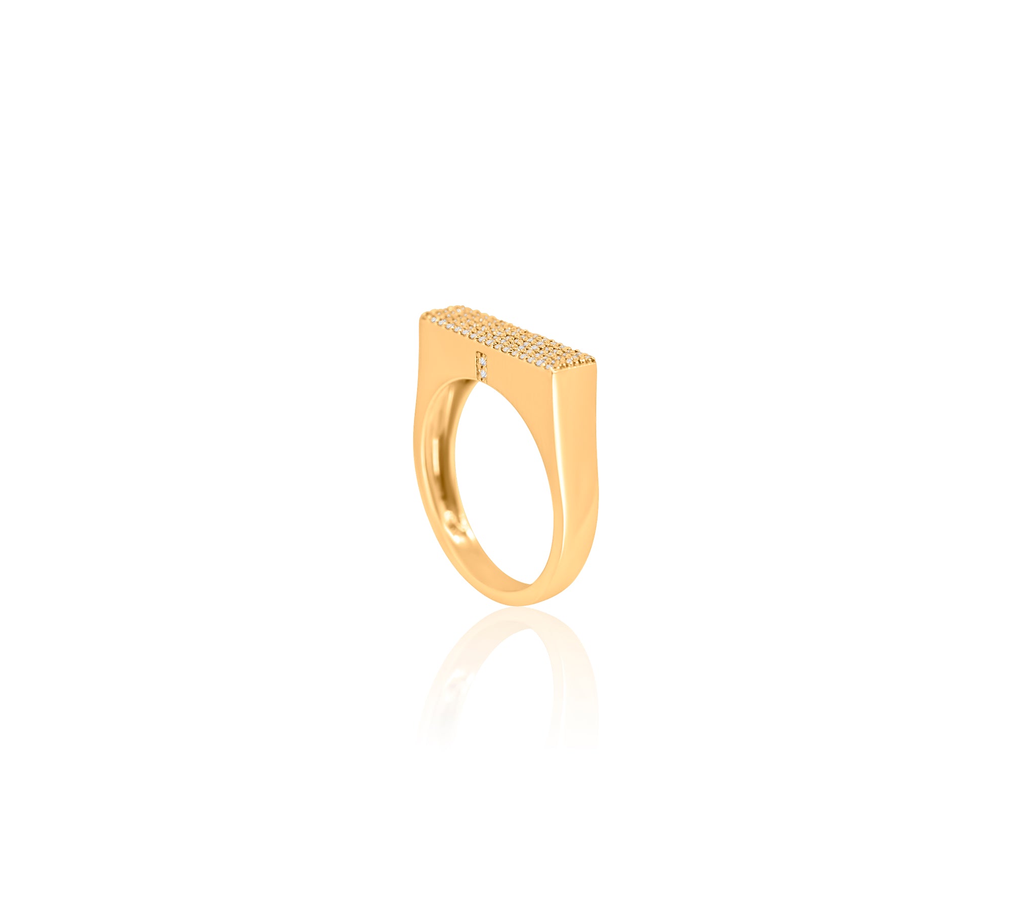Gold Pave Diamond Bar Pinky Ring