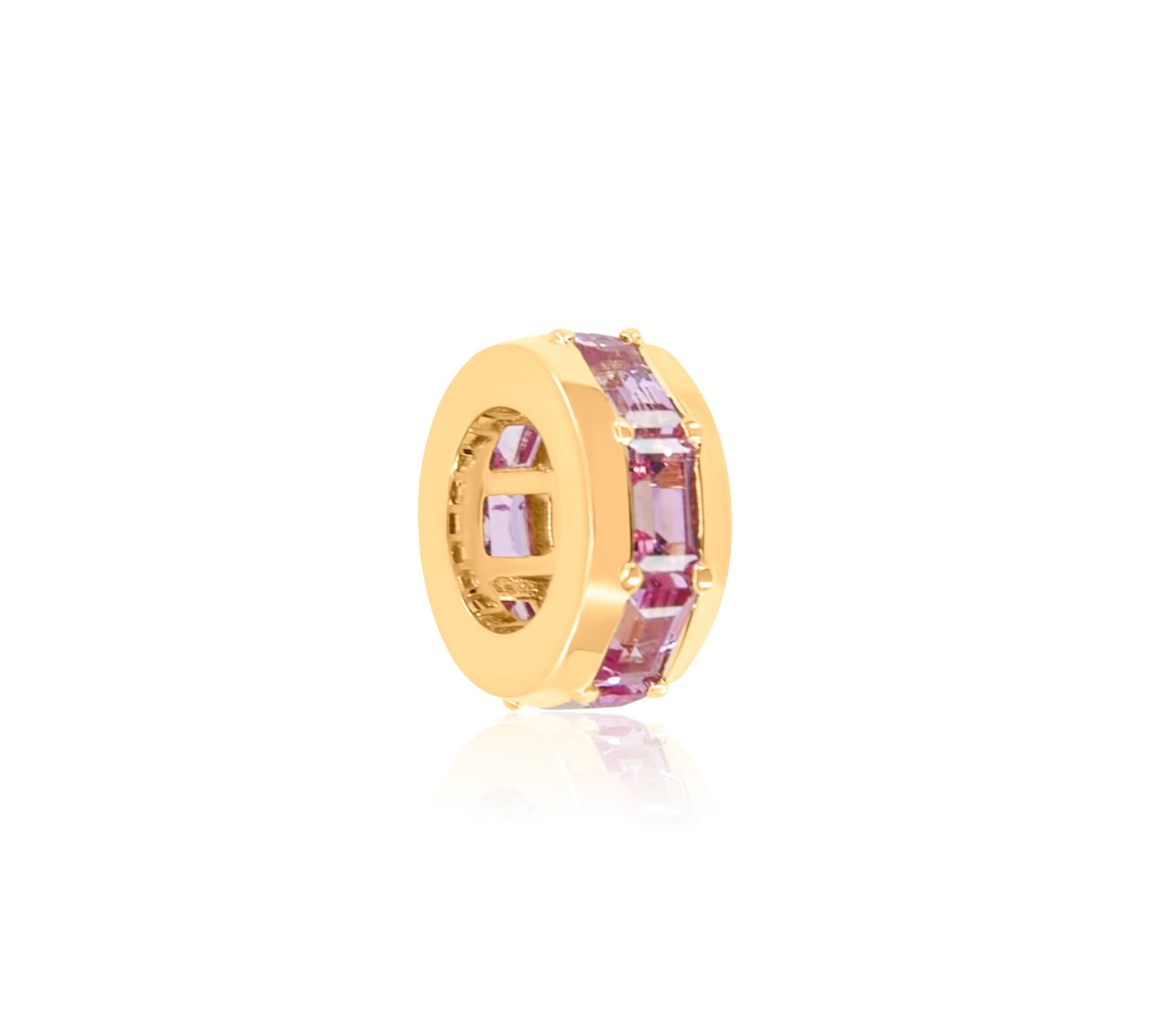 Gold Pink Sapphire Round Spacer