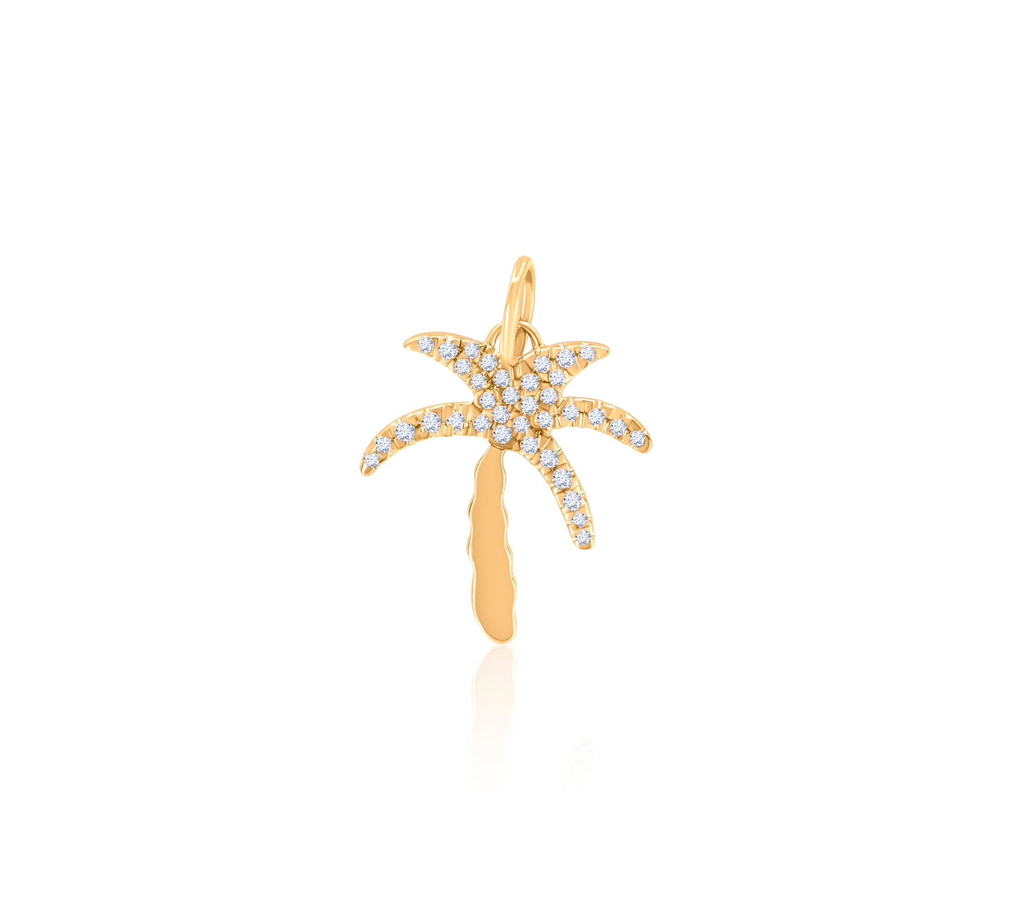 Gold Diamond Palm Tree Charm Pendant