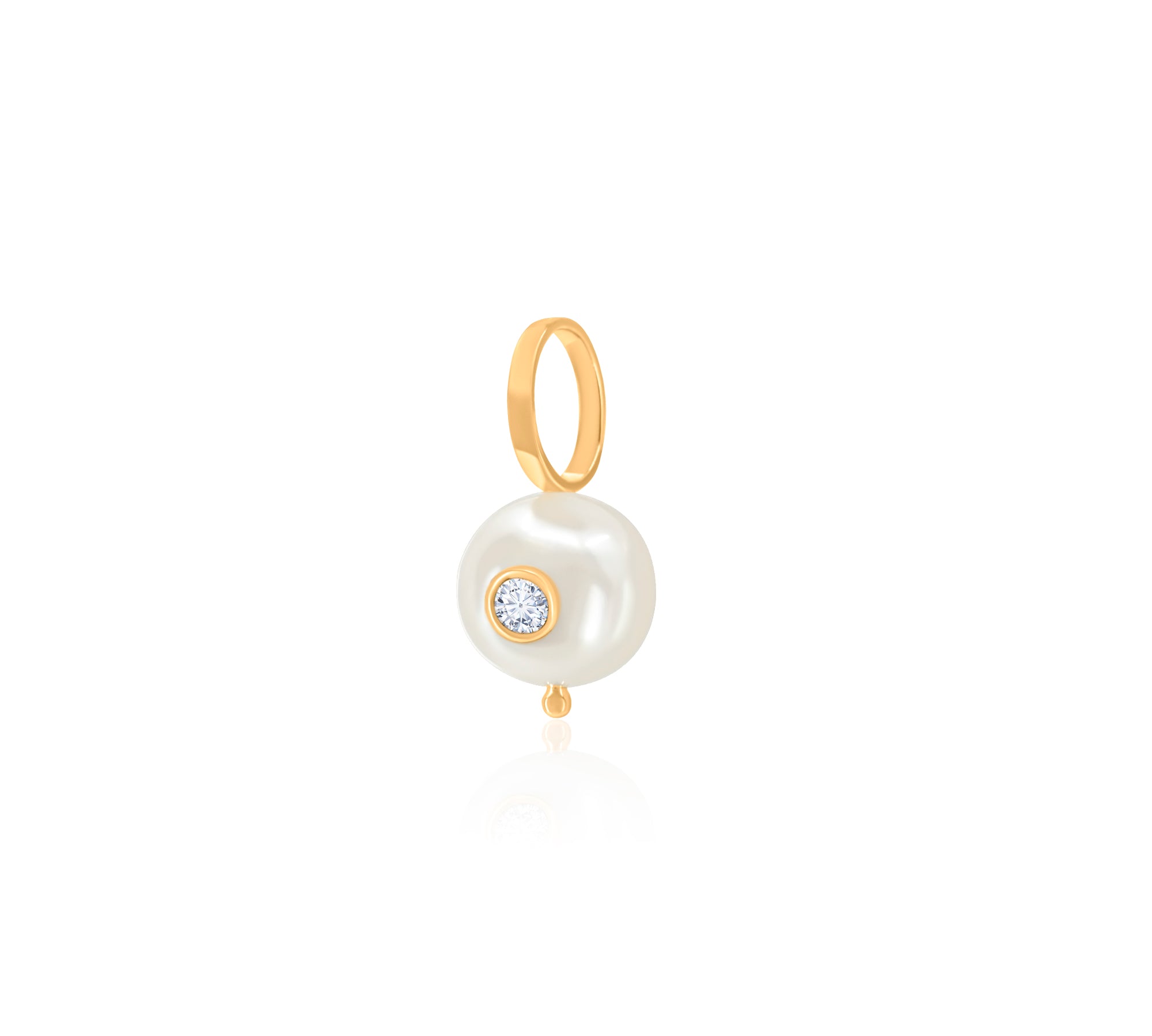 Gold Diamond Pearl Charm Pendant