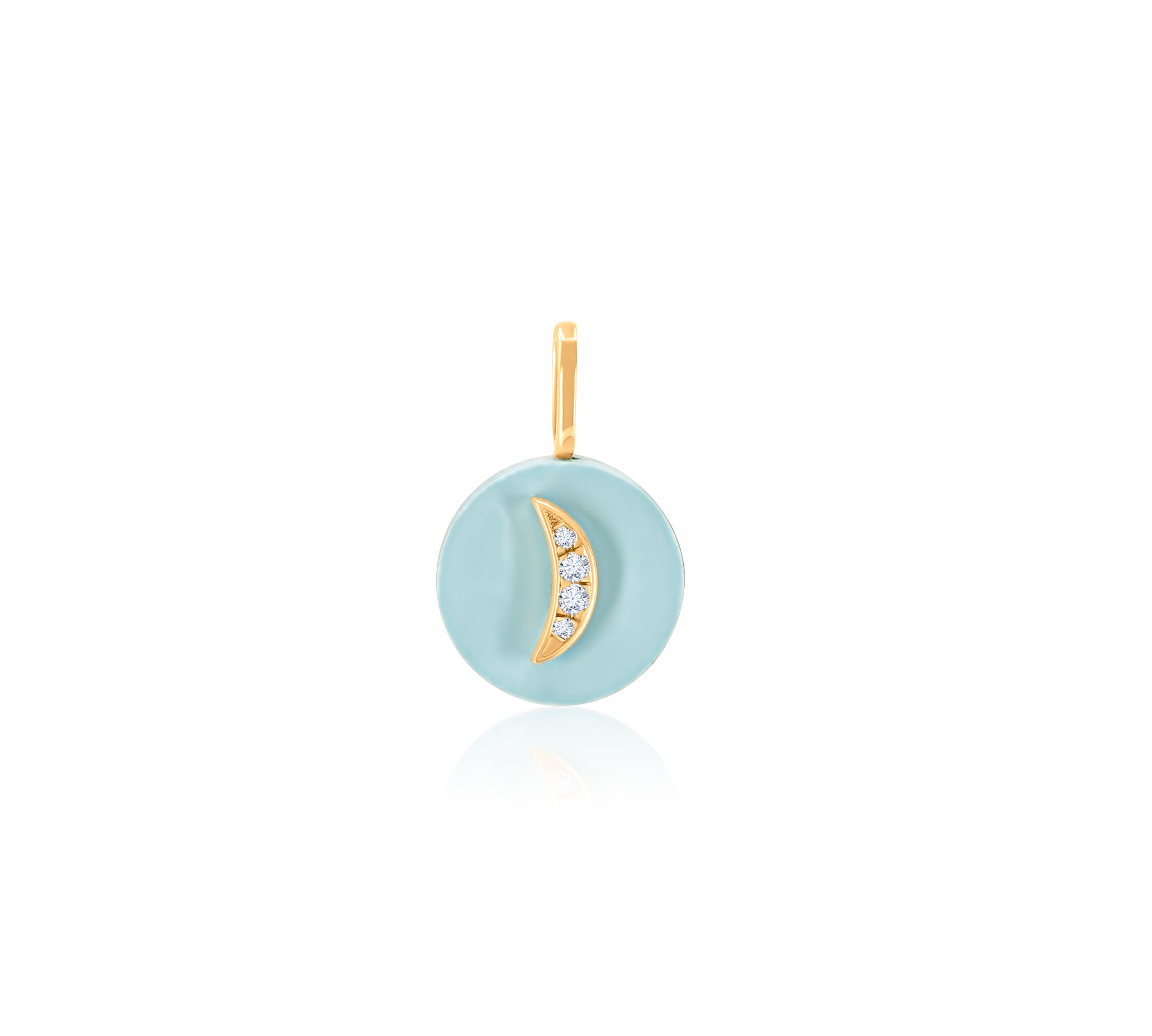 Gold Diamond Moon Turquoise Charm Pendant