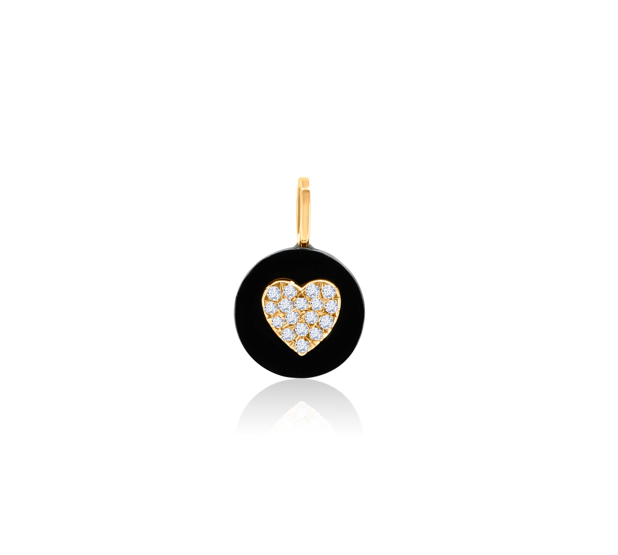 Gold Diamond Black Onyx Heart Charm Pendant